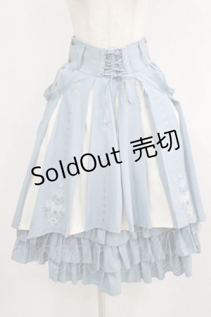 画像: Ozz oneste / 霧蝶刺繍入り袴風プリーツスカート  サックス H-25-08-09-023-OO-SK-KB-ZH
