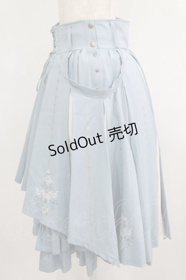 ozz oneste 未使用品 蝶刺繍袴スカート Ozz oneste / 霧蝶刺繍入り袴風プリーツスカート サックス H-25