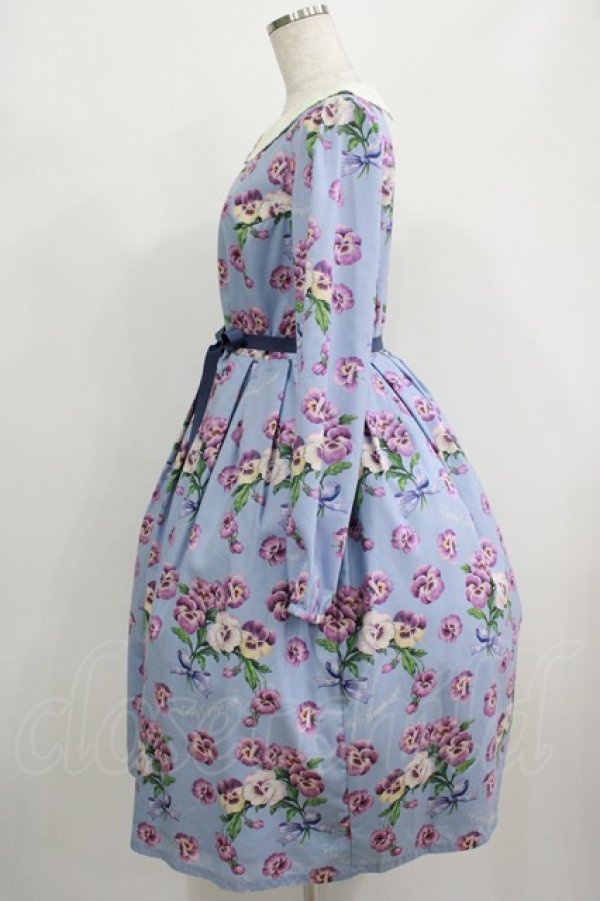 Emily Temple cute / Pansy ribbonワンピース M サックス H-25
