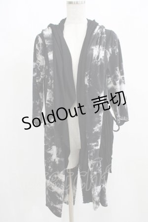 画像: JOHNNY WOLF / レイヤード風切替フードカーディガン  黒 H-25-08-10-1049-PU-TO-KB-ZH