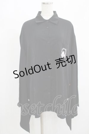画像: NieR Clothing / 着物風袖シャツ  黒 H-25-08-10-1052-PU-BL-KB-ZH
