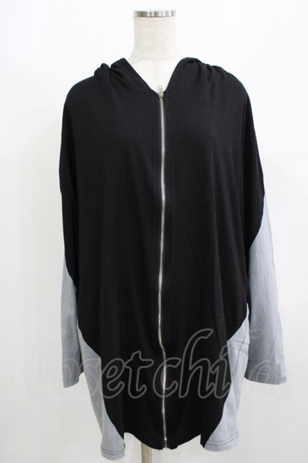 画像1: Drug Honey / 配色ZIPパーカー  黒×グレー H-25-08-10-1056-PU-TO-KB-ZH (1)