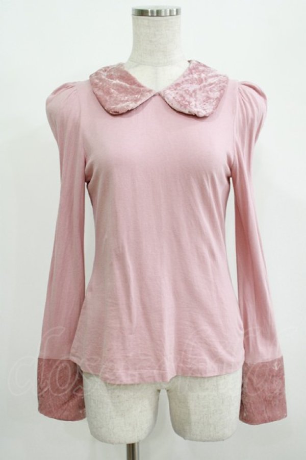 画像1: Jane Marple Dans Le Salon / ベロア切替トップス M ピンク H-25-08-10-1062-JM-TO-KB-ZH (1)