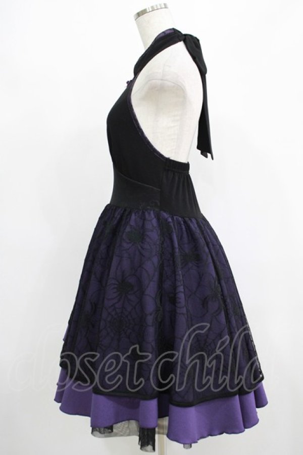 画像2: Qutie Frash / チャイナホルターワンピース  黒×紫 H-25-08-10-1011-QU-OP-KB-ZH (2)