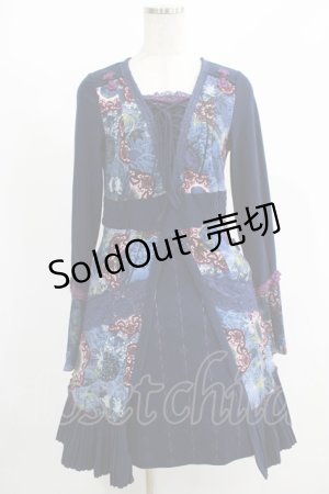 画像: Ozz oneste / プリント切替チュニックワンピース  ネイビー H-25-08-10-1013-OO-OP-KB-ZH