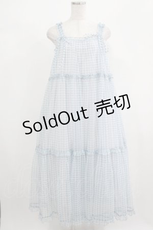 画像: merry jenny / ギンガムシアーティアードワンピース  ブルー H-25-08-10-1014-LO-OP-KB-ZH