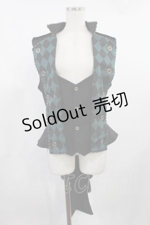 画像: ALICE and the PIRATES / 道化師の悪戯ベスト Mens ブラック/グリーン H-25-08-11-1031-PA-OP-NS-ZH