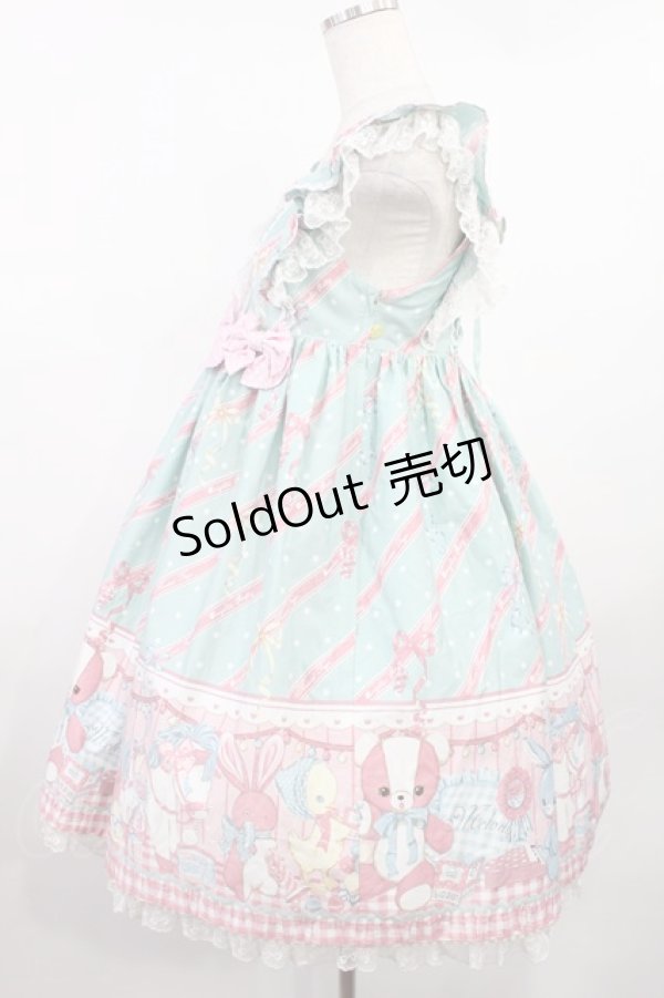 画像2: Angelic Pretty / MELODY TOYSハイウエストジャンパースカート Free ミント H-25-08-11-1004-AP-OP-NS-ZH (2)
