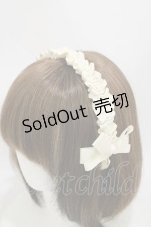 画像: m petit by misako / ギャザーリボンカチューシャ  生成り H-25-08-11-030-LO-AC-NS-ZH