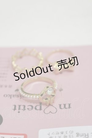 画像: m petit by misako / ハートリボン3Pリング 11号×2個/13号×1個 ゴールド H-25-08-11-031-LO-AC-NS-ZH
