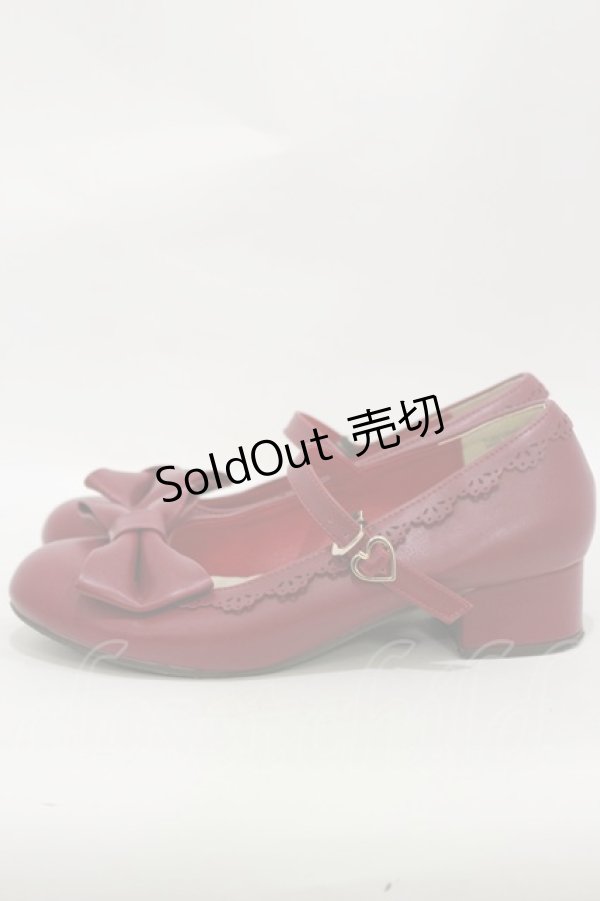 画像2: axes femme kawaii / ローヒールリボンパンプス  L(24.5cm) レッド H-25-08-11-032-AX-SH-NS-ZH (2)
