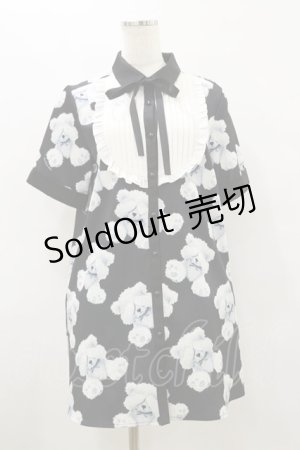 画像: DearMyLove / くま柄シャツワンピース  M ブラック H-25-08-12-060-EL-OP-NS-ZH