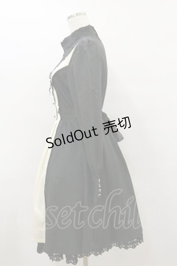 axes femme kawaii / リボンレースブロッキングワンピース M