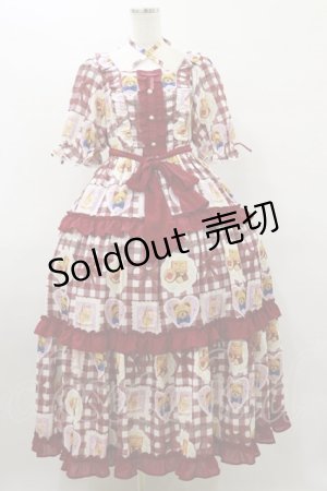 画像: axes femme kawaii / ベアズベーカリー柄ロングワンピース M レッド H-25-08-12-064-AX-OP-NS-ZH