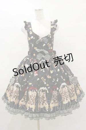 画像: metamorphose / Nostalgic chessboardフリルジャンパースカート Free ブラック H-25-08-12-069-ME-OP-NS-ZH