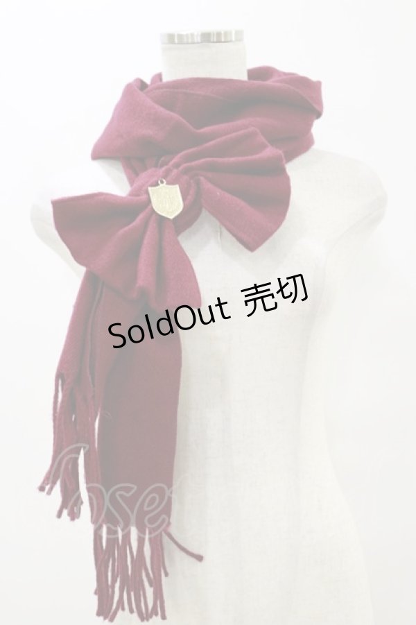 画像1: Amavel / プレート付きリボンストール  ボルドー H-25-08-12-024-CA-ZA-NS-ZT450 (1)