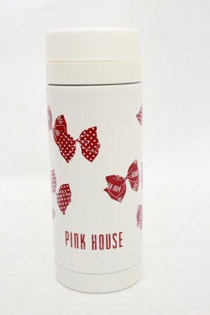 画像: PINK HOUSE / リボン柄サーモステンレスボトル  オフ H-25-08-12-029-LO-ZA-NS-ZH