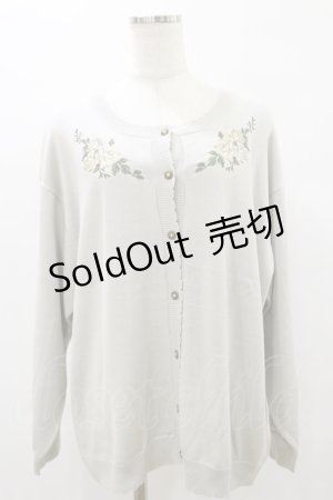 画像: axes femme / バラ刺しゅうニットカーディガン LL グレー H-25-08-12-037-AX-TO-NS-ZH