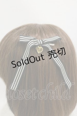 画像: Angelic Pretty / ハートチャームストライプリボンクリップ  ブラック H-25-08-12-005-AP-AC-NS-ZH