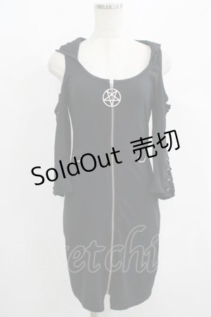 画像: KILL STAR / フード付きZIPパーカーワンピ　 XS 黒 H-25-08-13-025-SL-OP-KB-ZH