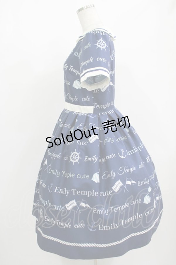 画像2: Emily Temple cute / MARINEロゴワンピース  ネイビー H-25-12-15-1003-ET-OP-KB-ZT033 (2)