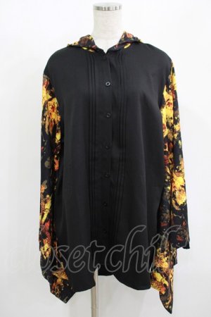 画像: NieR Clothing / 着物風袖フードシャツ  黒 H-25-08-13-046-PU-BL-KB-ZH