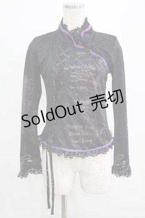 画像: h.NAOTO / レースアッププリントカットソー  黒×紫 H-25-08-13-050-HN-TO-KB-ZH