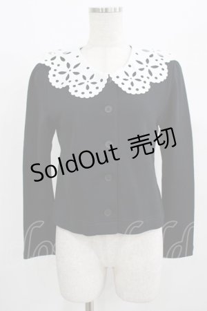 画像: MILK / カットワークカラーカーディガン  黒×白 H-25-08-13-054-ML-TO-KB-ZH