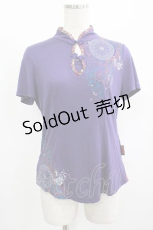 画像: Ozz oneste / 刺繍チャイナカットソー  紫 H-25-08-13-061-OO-TO-KB-ZH