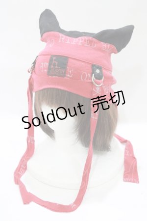 画像: h.ANARCHY / 猫耳帽子  黒×赤 H-25-08-13-075-HN-AC-KB-ZH
