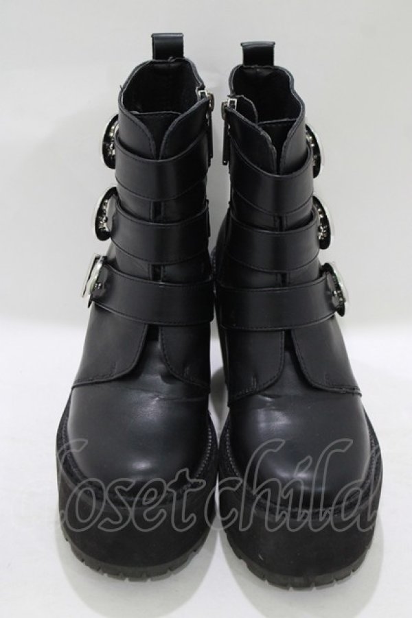 画像1: KILL STAR / ベルト付き厚底シューズ UK4(約23cm) 黒 H-25-08-13-079-SL-SH-KB-ZH (1)