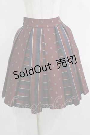 画像: Jane Marple / Regimental StripeとEMBジャガードのゴアードスカート  ネイビー×ワイン H-25-08-13-008-JM-SK-KB-ZH