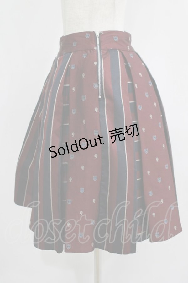 画像2: Jane Marple / Regimental StripeとEMBジャガードのゴアードスカート  ネイビー×ワイン H-25-08-13-008-JM-SK-KB-ZH (2)