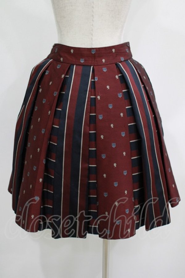画像3: Jane Marple / Regimental StripeとEMBジャガードのゴアードスカート  ネイビー×ワイン H-25-08-13-008-JM-SK-KB-ZH (3)