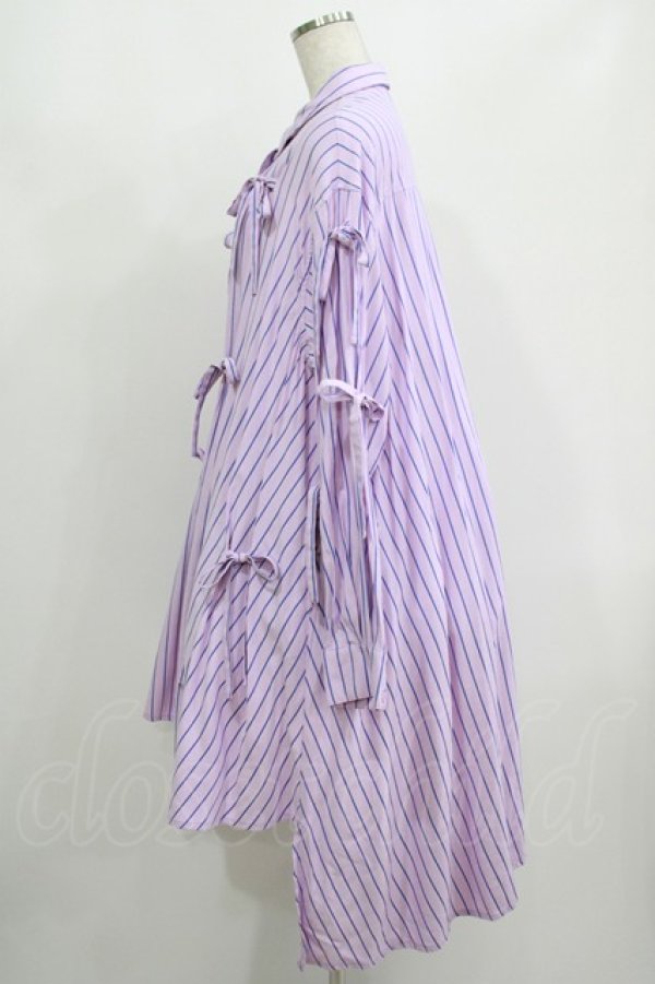 画像2: Candy Stripper / WITH RIBBON SHIRTワンピース 2 ラベンダー H-25-08-13-020-PU-OP-KB-ZH (2)