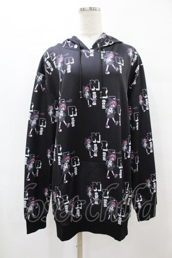 画像1: NieR Clothing / プリントプルパーカー  黒 H-25-08-14-050-PU-TO-KB-ZH (1)