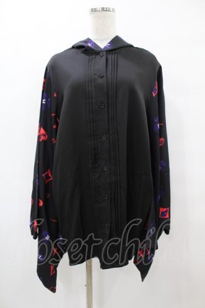 画像: NieR Clothing / 着物風袖フードシャツ  黒 H-25-08-14-053-PU-BL-KB-ZH