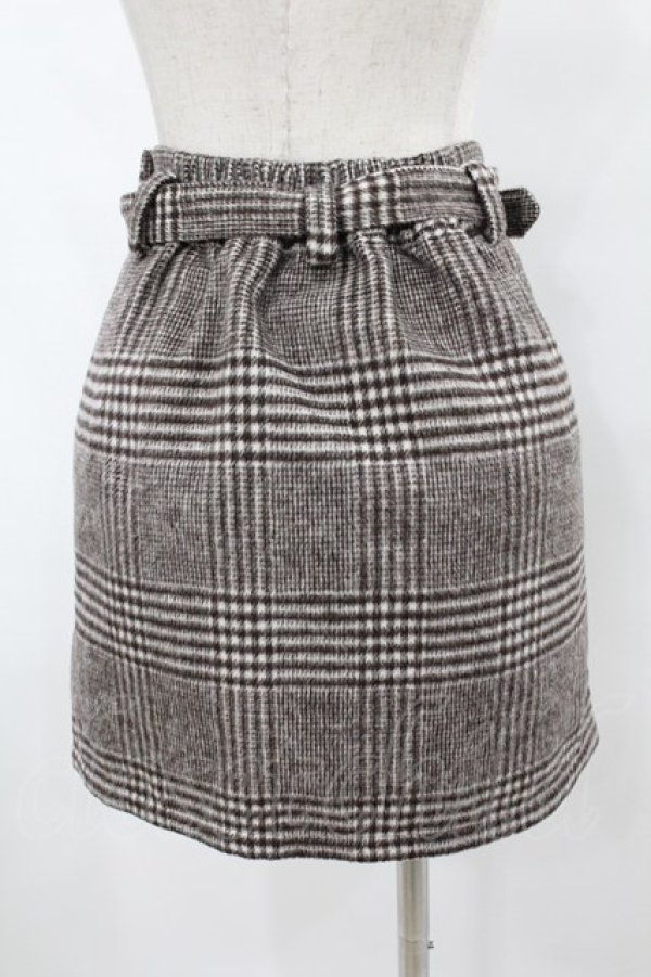 画像2: Honey Cinnamon / パールバックルチェック台形スカート Free ブラウン H-25-08-14-1023-LO-SK-NS-ZH (2)