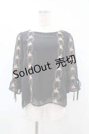 画像: an another angelus / 壁紙ローズ刺繍プルオーバーブラウス Free BLACK H-25-08-14-1028-CA-BL-NS-ZH