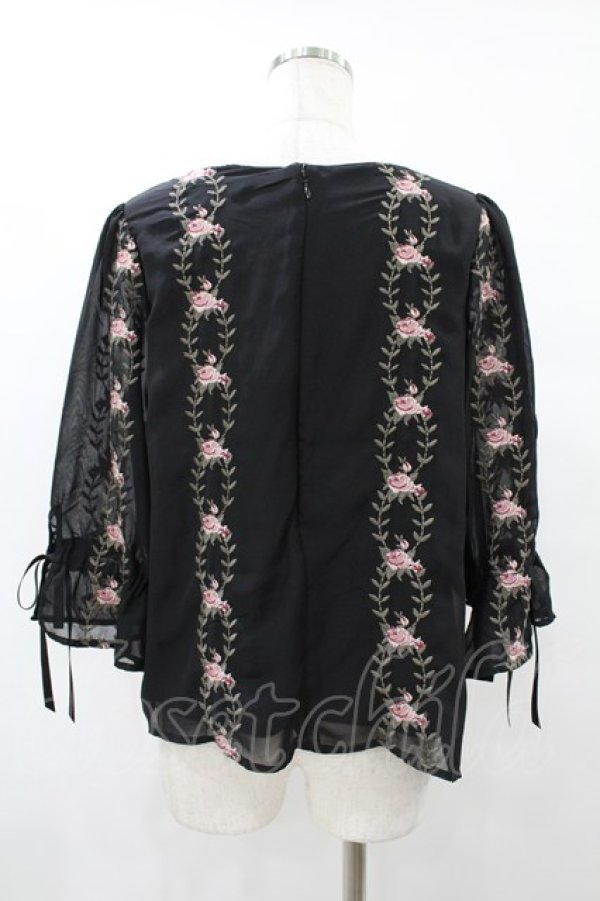 画像2: an another angelus / 壁紙ローズ刺繍プルオーバーブラウス Free BLACK H-25-08-14-1028-CA-BL-NS-ZH (2)