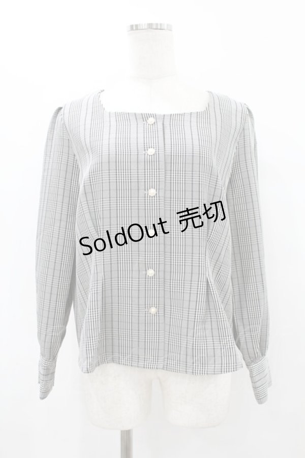 画像1: Fi.n.t / パール釦前あきブラウス Free BLACK×WH H-25-08-14-1030-CA-BL-NS-ZH (1)