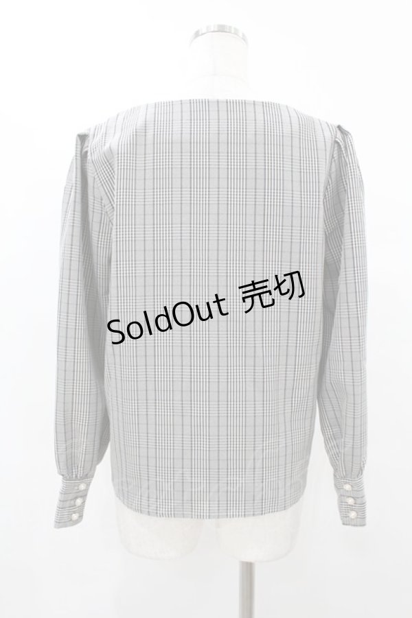 画像2: Fi.n.t / パール釦前あきブラウス Free BLACK×WH H-25-08-14-1030-CA-BL-NS-ZH (2)