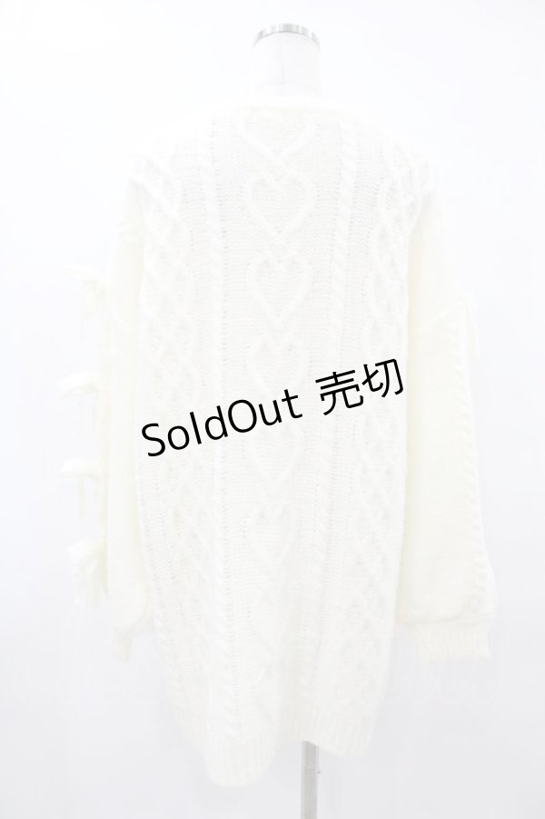 画像2: Honey Cinnamon / 袖リボンハートニットワンピース Free オフ H-25-08-14-1037-LO-OP-NS-ZT493 (2)