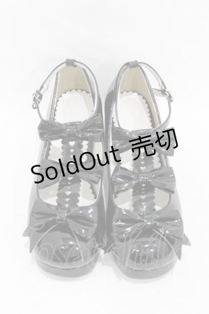 画像: DearMyLoveEmily / ハートヒールトリプルリボンシューズ 24.0cm ブラックエナメル H-25-08-14-1046-0-SH-NS-ZH