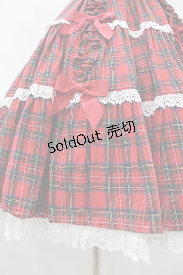 Angelic Pretty タータンチェック肩リボンジャンパースカート 赤 Tartan Check Shoulder Ribbon JSK (2022) by Angelic Pretty