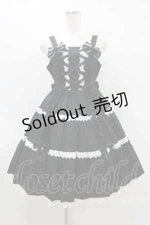 画像: Angelic Pretty / 肩リボンジャンパースカート Free ブラック H-25-08-14-1008-AP-OP-NS-ZH