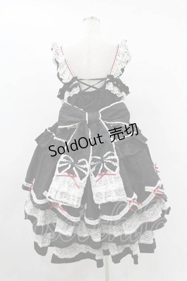 画像2: Yolanda（海外ロリータブランド） / ティアードジャンパースカート XXXL ブラック H-25-08-14-1016-EL-OP-NS-ZH (2)