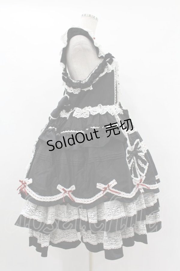 画像3: Yolanda（海外ロリータブランド） / ティアードジャンパースカート XXXL ブラック H-25-08-14-1016-EL-OP-NS-ZH (3)