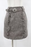 画像1: Honey Cinnamon / パールバックルチェック台形スカート Free ブラウン H-25-08-14-1023-LO-SK-NS-ZH (1)