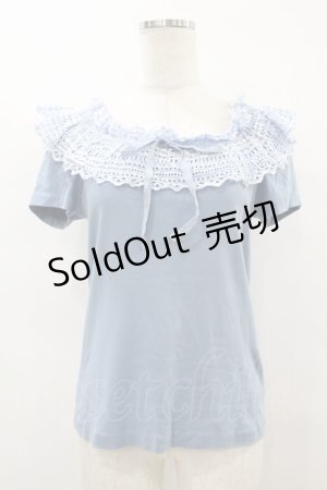 画像: Jane Marple / カットワークギンガムカットソー  サックス H-25-08-14-012-JM-TO-KB-ZT383